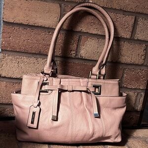 Chic Blush Leather Shoulder Bag
